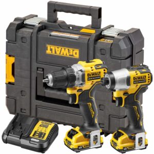 Аккумуляторный набор DEWALT DCK2110L2T, 12 В: дрель-шуруповерт DCD701 + шуруповерт DCF801, с 2 АКБ 3 Ач и ЗУ, в кейсе TSTAK, арт. DCK2110L2T-QW