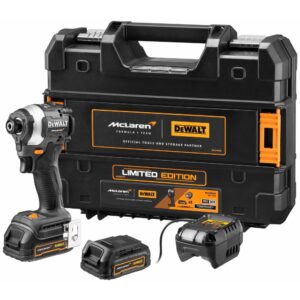 Шуруповерт DEWALT McLaren Limited Edition DCF85ME2GT, 18 В, 205 Нм, с 2 АКБ 1.7 Ач и ЗУ, в кейсе TSTAK (DCF85ME2GT-QW), арт. DCF85ME2GT-QW