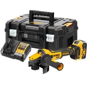 Аккумуляторная угловая шлифмашина DEWALT DCG409P1T, 18/54 В, 125 мм, 9000 об/мин, с АКБ 5 Ач и ЗУ, в кейсе TSTAK (DCG409P1NT-XJ), арт. DCG409P1NT-XJ