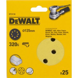 Шлифовальные круги DEWALT DT3118, 125 мм, 8 отверстий, 320G, 25 шт., арт. DT3118-QZ