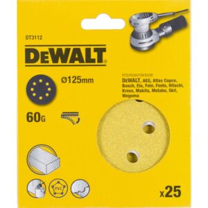 Шлифовальные круги DEWALT DT3112, 125 мм, 8 отверстий, 60G, 25 шт., арт. DT3112-QZ