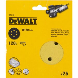 Шлифовальные круги DEWALT DT3135, 150 мм, 6 отверстий, 120G, 25 шт., арт. DT3135-QZ