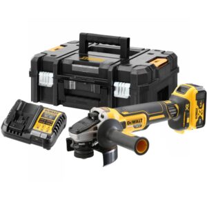 Аккумуляторная угловая шлифмашина DEWALT DCG405P1T, 18 В, 125 мм, 9000 об/мин, с АКБ 5 Ач и ЗУ, в кейсе TSTAK (DCG405P1NT-XJ), арт. DCG405P1NT-XJ