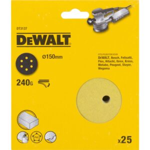 Шлифовальные круги DEWALT DT3137, 150 мм, 6 отверстий, 240G, 25 шт., арт. DT3137-QZ