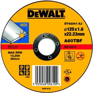 Круг отрезной по нержавеющей стали INOX 125x22.2x1.6мм тип 1 DEWALT DT42341, арт. DT42341-XJ